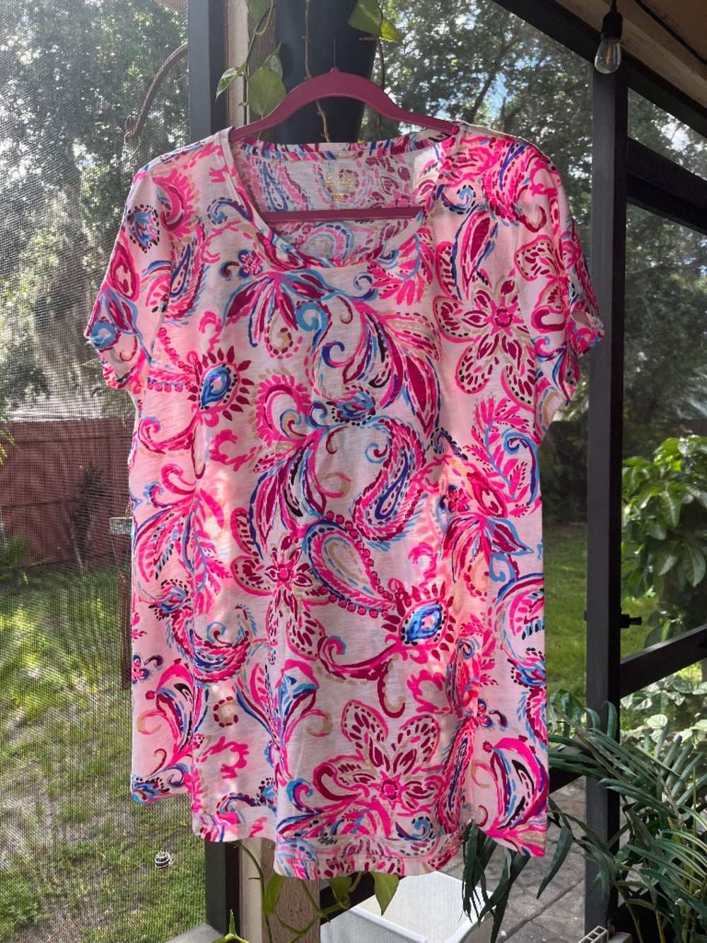 Lily Pulitzer tropical pink short sleeve t shirt size XL